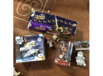 Christmas Lot 1: Belly Whopper Frosty, Super Duper Reindeer Pooper, Snowman Figurine, Bobblehead Rudolph