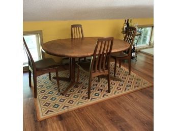 Vintage Oval Dining Table & 4 Leather-seated Chairs