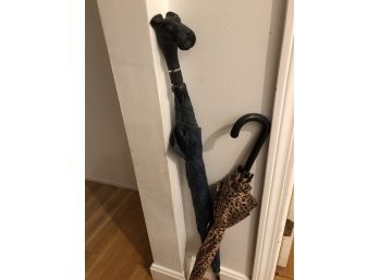 Pair Of Umbrellas: Leopard Print And Dog Handle