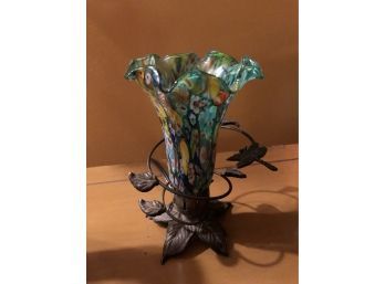 Decorative Glass And Metal  Art With Dragonfly