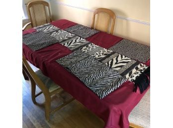 Animal Print Placemats And Table Runner With Two Leopard Print Valences
