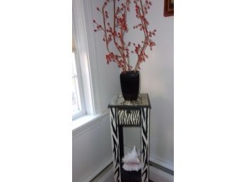 Animal Print Wooden Plant Stand With Drawer