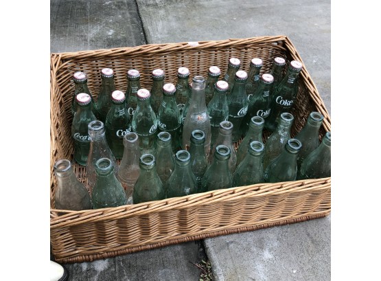 Basket With Vintage Coca-Cola Bottles