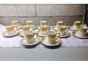 Vintage Hand Painted Gold Noritake Cup And Saucers - 12 Sets