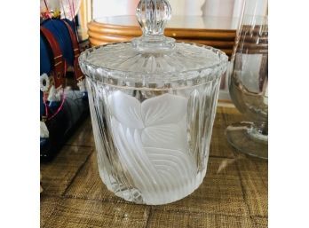 Etched Glass Container With Lid