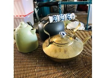 Brass And Ceramic Teapot Lot