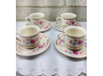 Floral Tea Cups And Saucers - 4 Sets