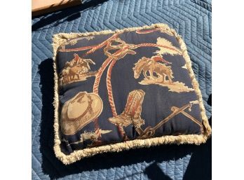 Cowboy Toss Pillow With Fringe Edge