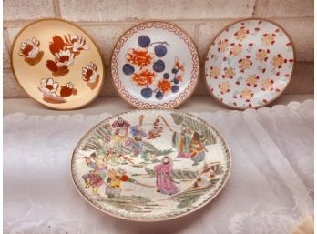 Brass And China Nora Fenton Plates 7', With Hand Painted Chinese 10' Plate