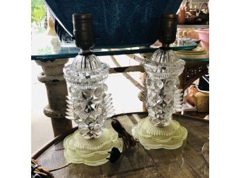 Pair Of Antique Crystal Lamps