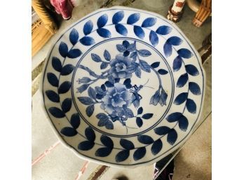 11.5' Platter With Blue And White Floral Design