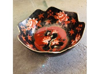 Painted Bowl With Red Flowers