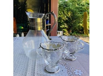 Carafe With Glass Sugar And Creamer