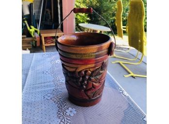 Hand Carved Wooden Bucket