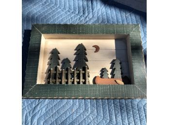 Wooden Dimensional Wall Art With Trees And Canoe