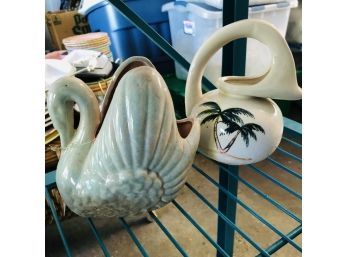 Gonder Pottery Swan And Small Japanese Pitcher