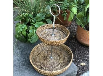 Two Tier Woven Basket Tray