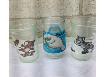 Set Of Three Jelly Glasses: Tom And Jerry, Manatee