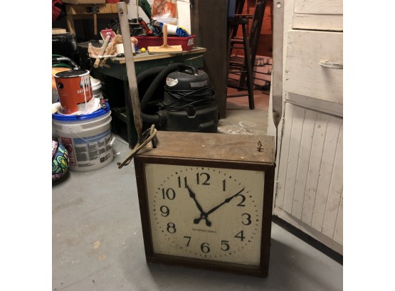 Vintage Hanging Two-sided Clock From Mill Building