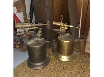 Pair Of Antique Brass Blow Torches