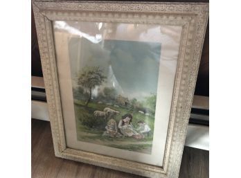 Antique Frame With Children's Print