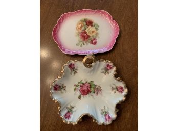 Pair Of Hand Painted Vintage Dishes
