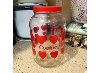 Glass Cookie Jar With Hearts
