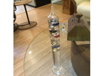 Clear Glass Tabletop Galileo Thermometer With Temperature Markers