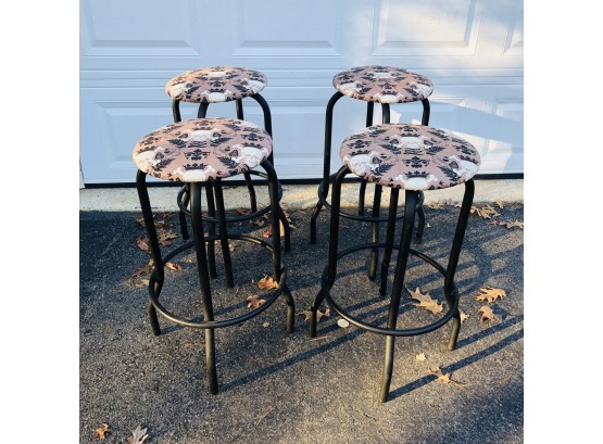 Set Of 4 Barstools With Skull Seats
