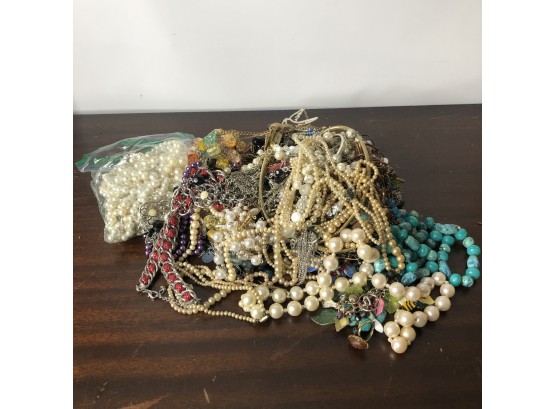 Bag Of Beaded Costume And Fashion Jewelry Necklaces, Rings, Etc.