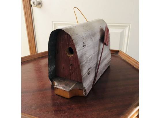Decorative Wood Birdhouse With An Arched Metal Roof
