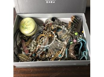 Large Box Of Mixed Costume And Fashion Jewelry Necklaces Bracelets, Earrings, Etc.