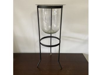 Large Glass Vase With Metal Stand