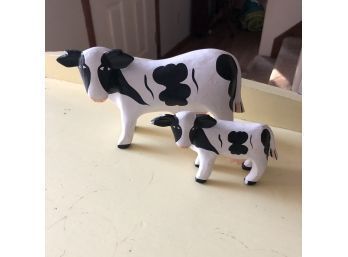Set Of Two Painted Cows