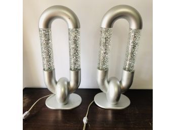Pair Of Lava Lamps With Glitter Tubes
