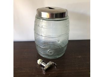 Barrel Shaped Glass Drink Dispenser With Spout