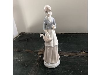 Vintage Ceramic Figure - Woman With Goose