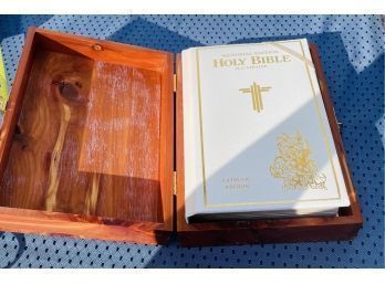Bible In Wooden Box Case
