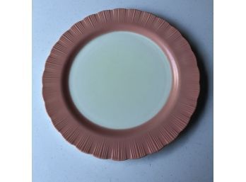 Vintage Salmon Pink Plate With Ruffled Edge