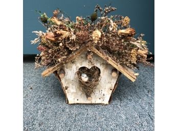 Decorative Birdhouse With Dried Flowers