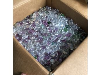 Box With Glass Stones In Clear, Purple And Green