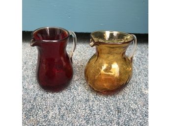 Set Of Two Small Glass Pitchers