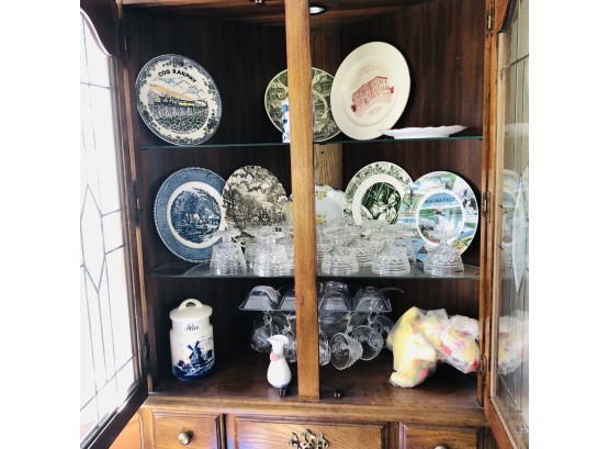 China Cabinet Contents: Vintage And Antique Plates, Punch Bowl, Etc. (Back Porch)