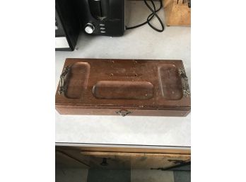 Vintage Wood Box With Buckles And Pins