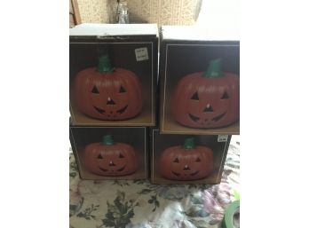 Set Of 4 Pumpkin Candle Holders