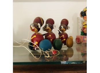 Vintage Wooden Monkeys Pull Toy