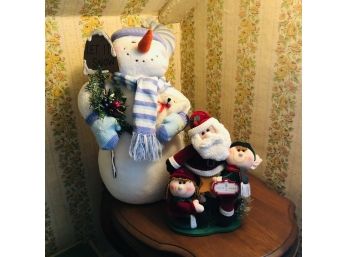 Decorative Plush Snowman And Elves