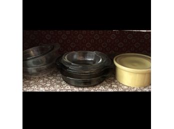 Pantry Shelf Lot No. 6: Weller Pottery Dish With Lid And Glass Cookware