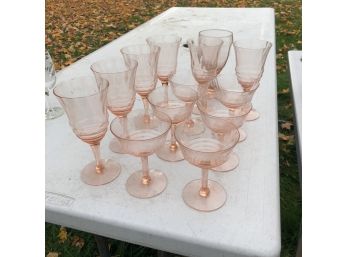 Set Of Pink Glass Stemware (Workshop 2)