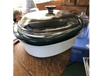 Pair Of Ceramic Casserole Dishes With Glass Lids
